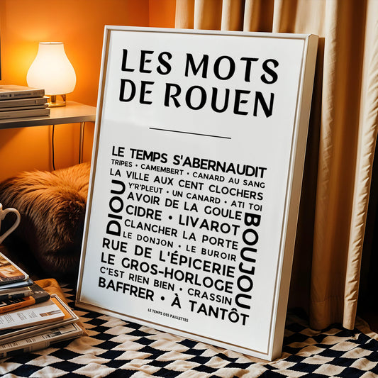 affiche mots de rouen normandie expressions rouennaises décoration murale typographique