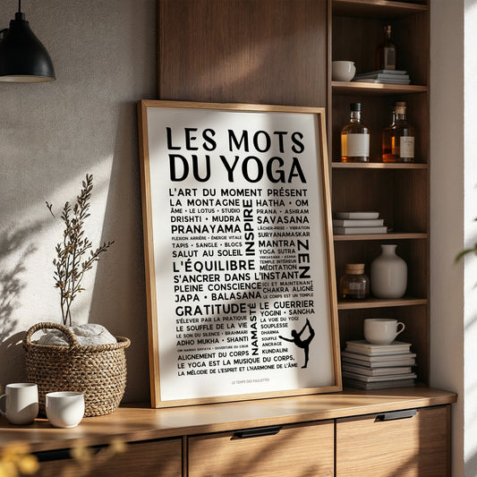 Affiche Le Yoga - Poster mots et expressions du Yoga