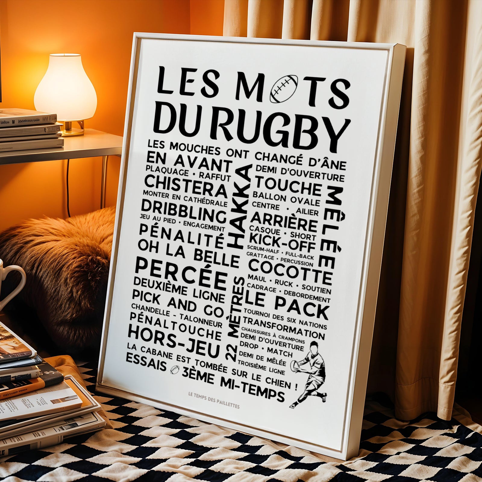 Affiche Les Mots du Rugby poster typographique