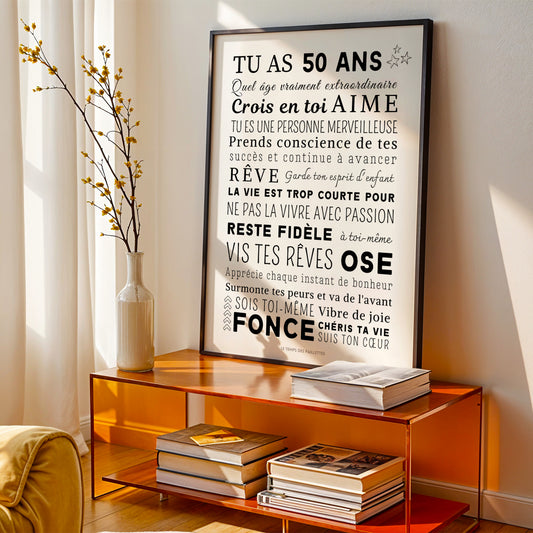 Affiche 50 ans - Carte 50 ème anniversaire - Décoration de fête d'anniversaire par Le Temps des Paillettes