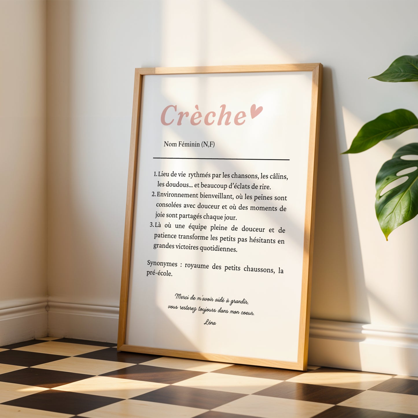 Affiche définition crèche / cadeau crèche -  Idée cadeau crèche ou mam  - idée cadeau crèche - remerciement crèche - Poster personnalisé