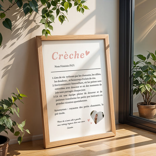 Affiche définition crèche / cadeau crèche - Idée cadeau crèche ou mam - idée cadeau crèche - remerciement crèche - Poster personnalisé