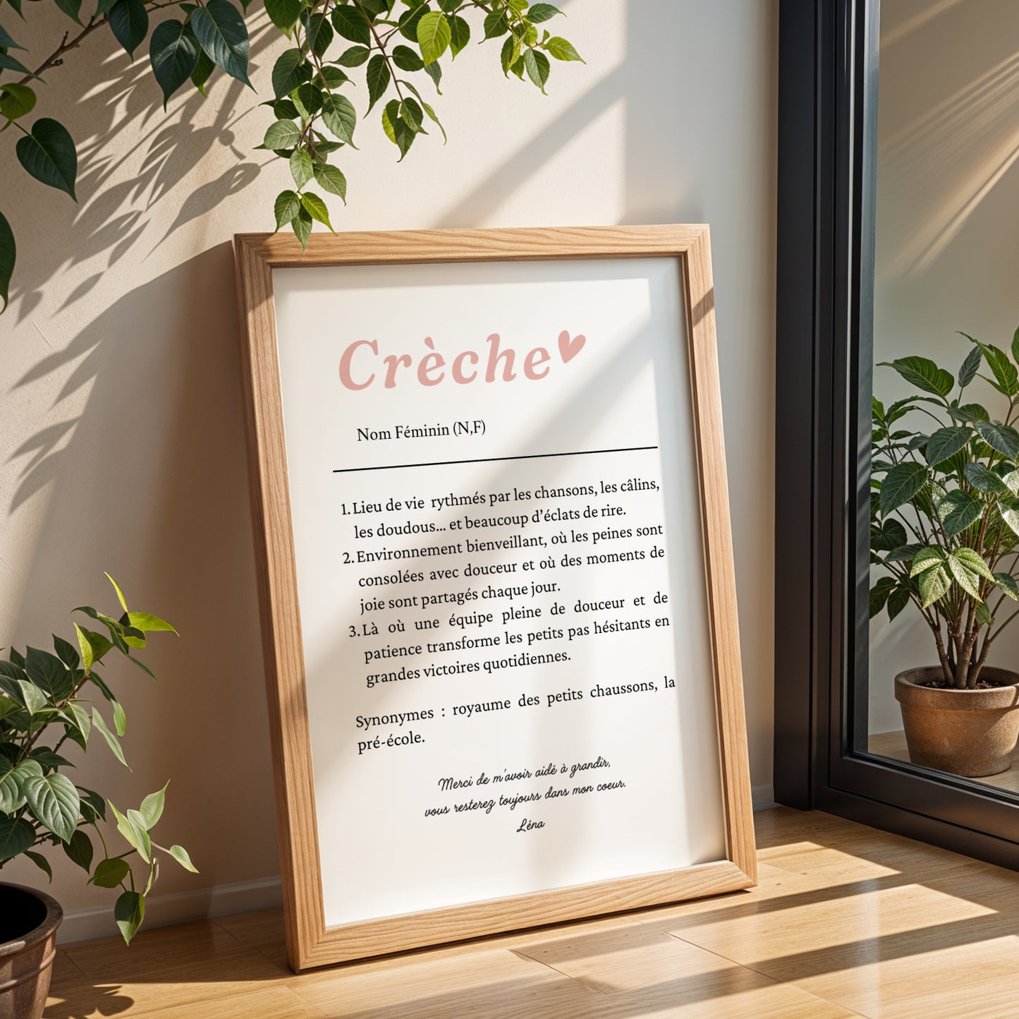 Affiche définition crèche / cadeau crèche -  Idée cadeau crèche ou mam  - idée cadeau crèche - remerciement crèche - Poster personnalisé