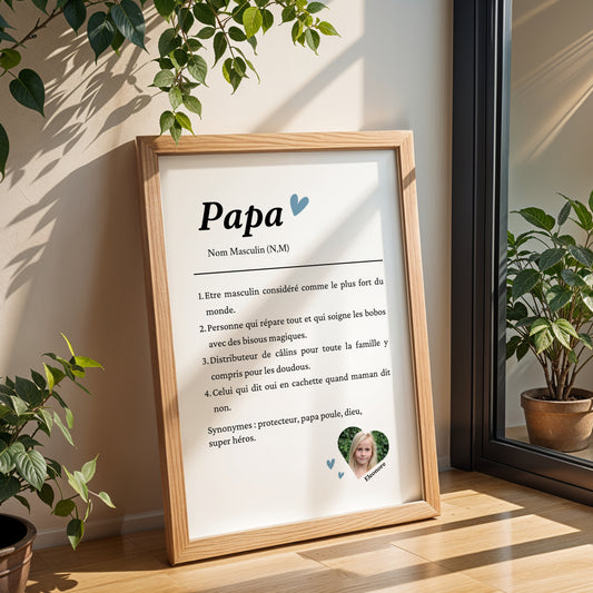Affiche définition papa personnalisée avec photo – Cadeau Unique Fête des Pères