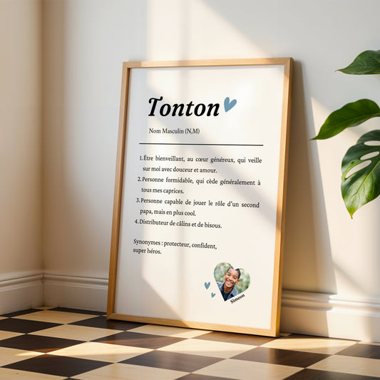 Affiche définition tonton avec photo - Poster personnalisé pour oncle