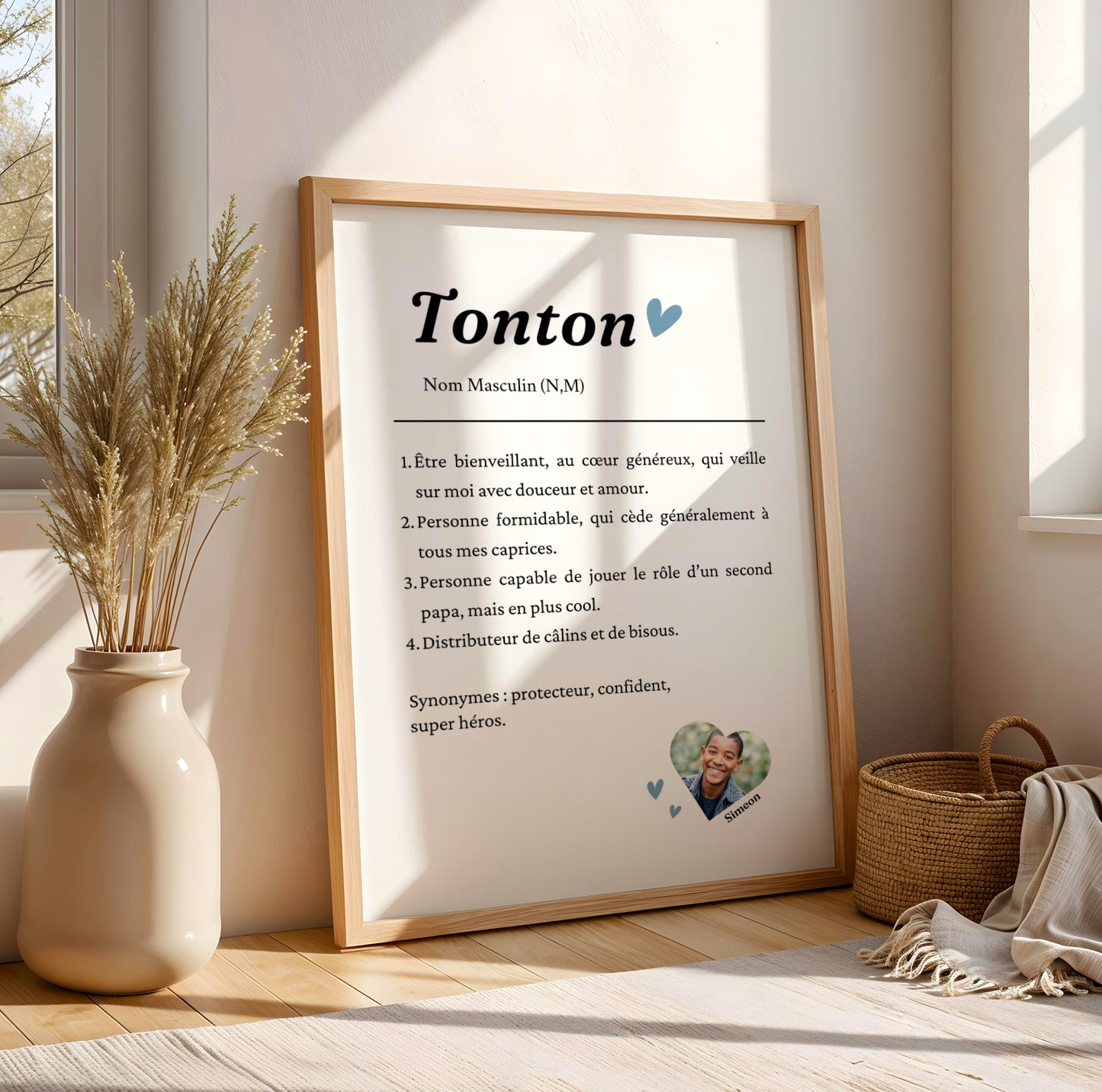 Affiche définition tonton avec photo - Poster personnalisé pour oncle