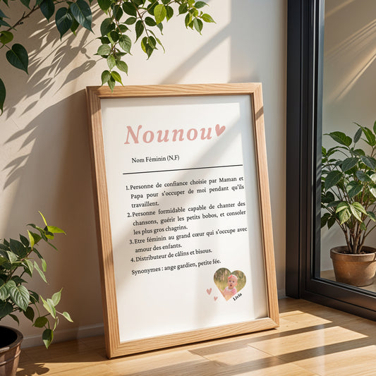 Affiche Scrabble personnalisée Nounou – Cadeau assistante maternelle – Idée merci nounou fin d’année