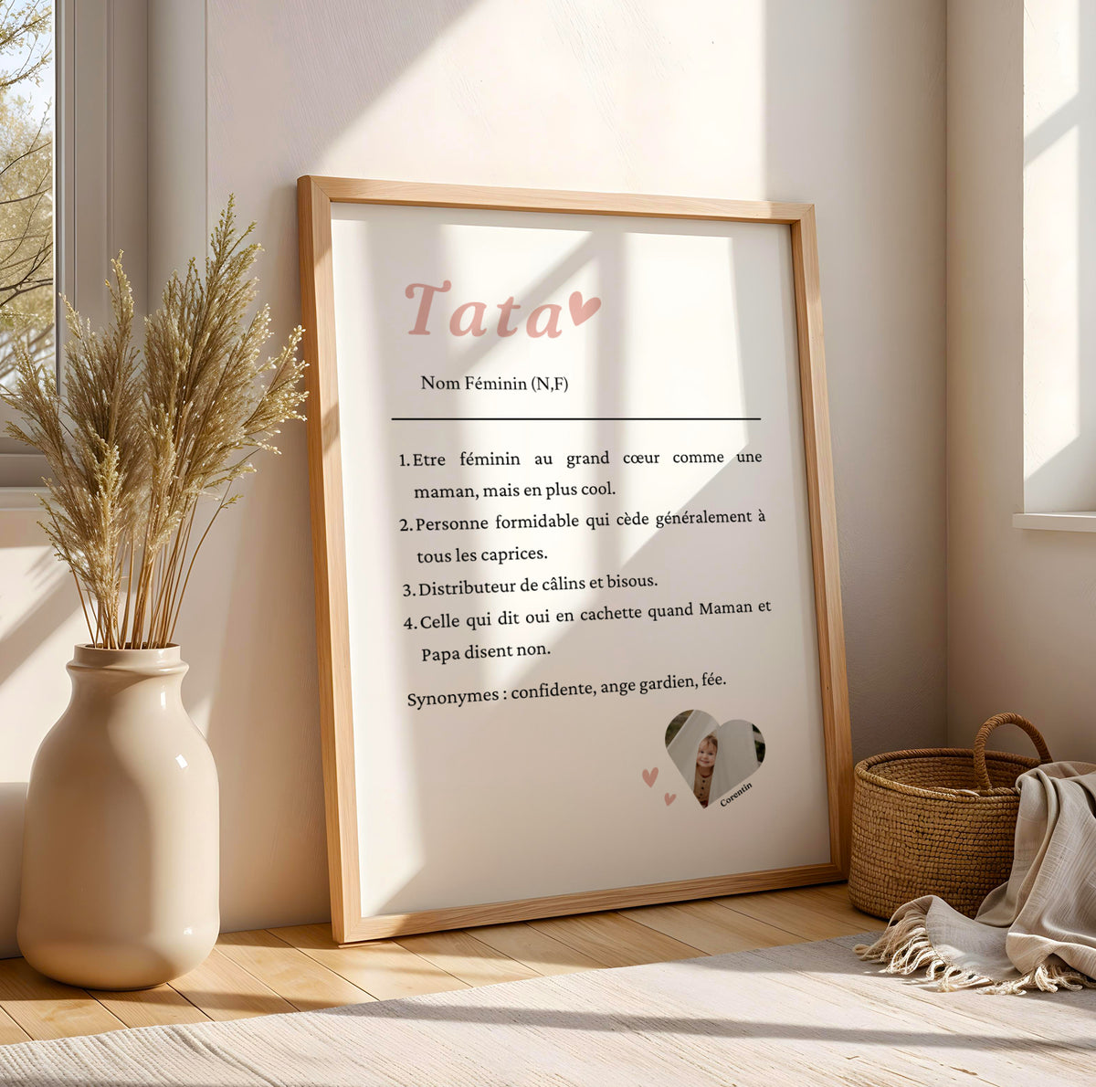 Affiche Définition Tata Personnalisée avec prénoms et photo - cadeau pour tata personnalisé - Image 3