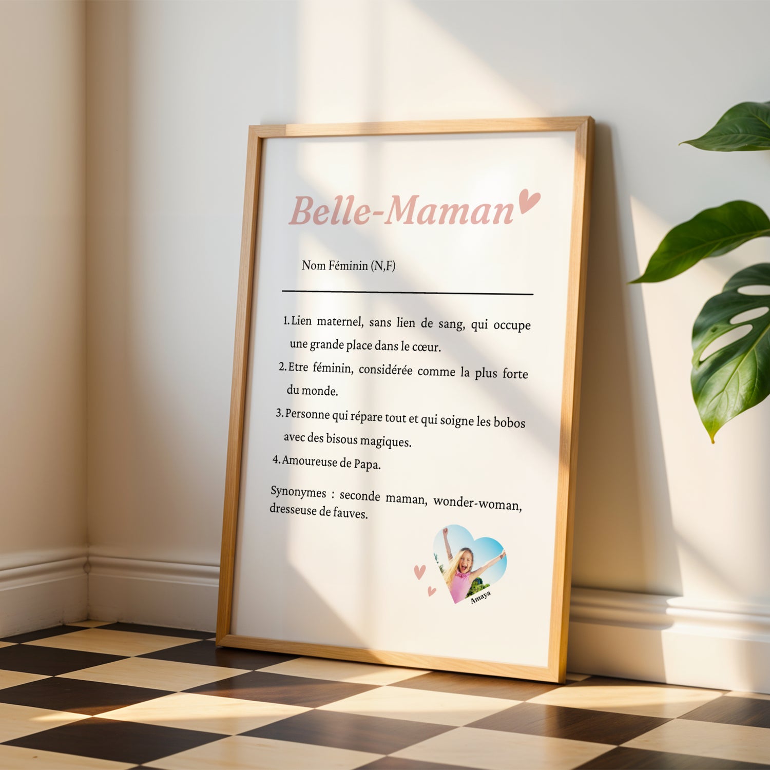 Affiche Définition Belle-Mère Personnalisée avec Photo | Cadeau Fête des Mères, Idée Cadeau Originale Jeune Maman