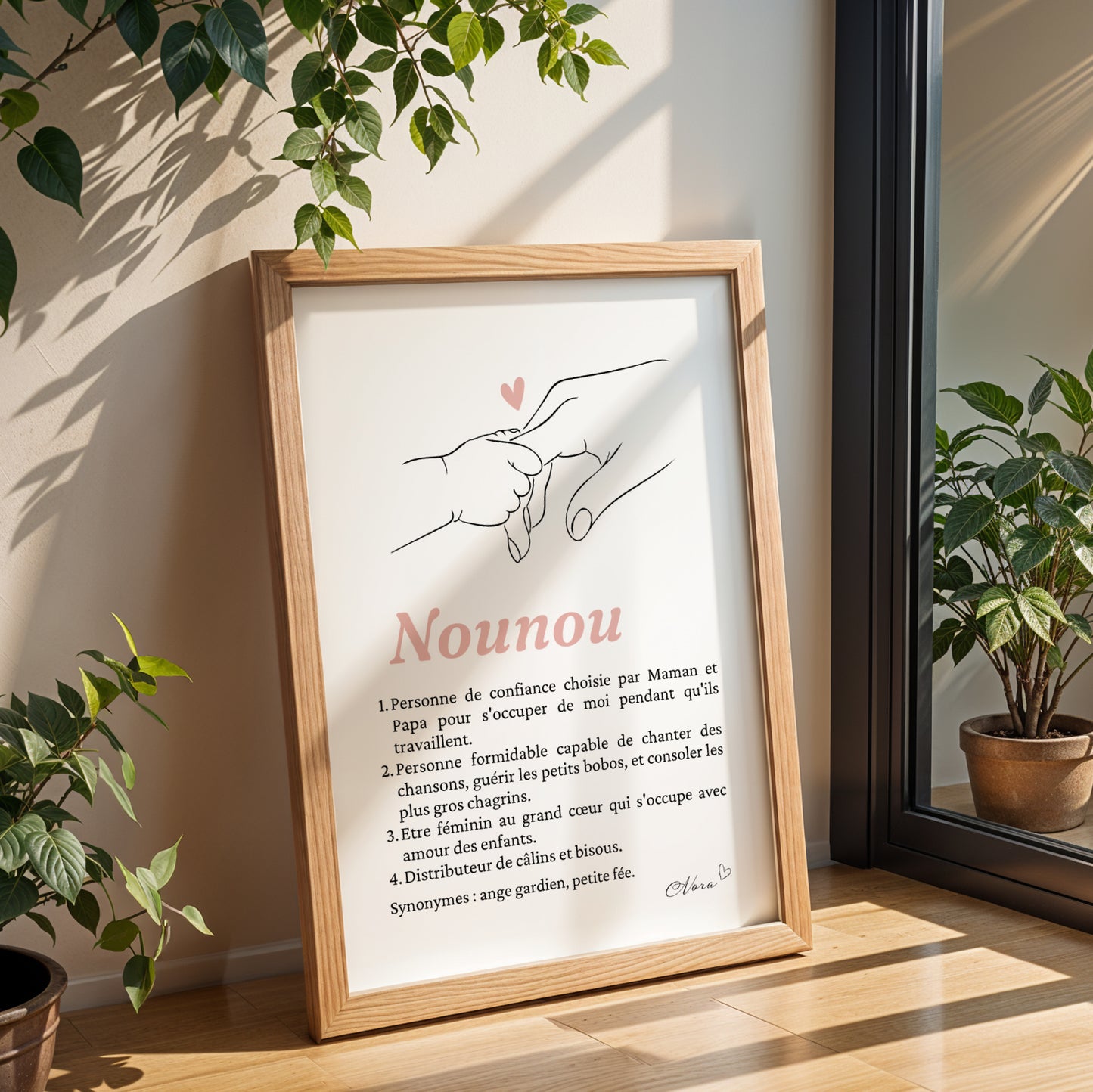 Affiche Définition Nounou personnalisable avec prénom et illustration Single Line