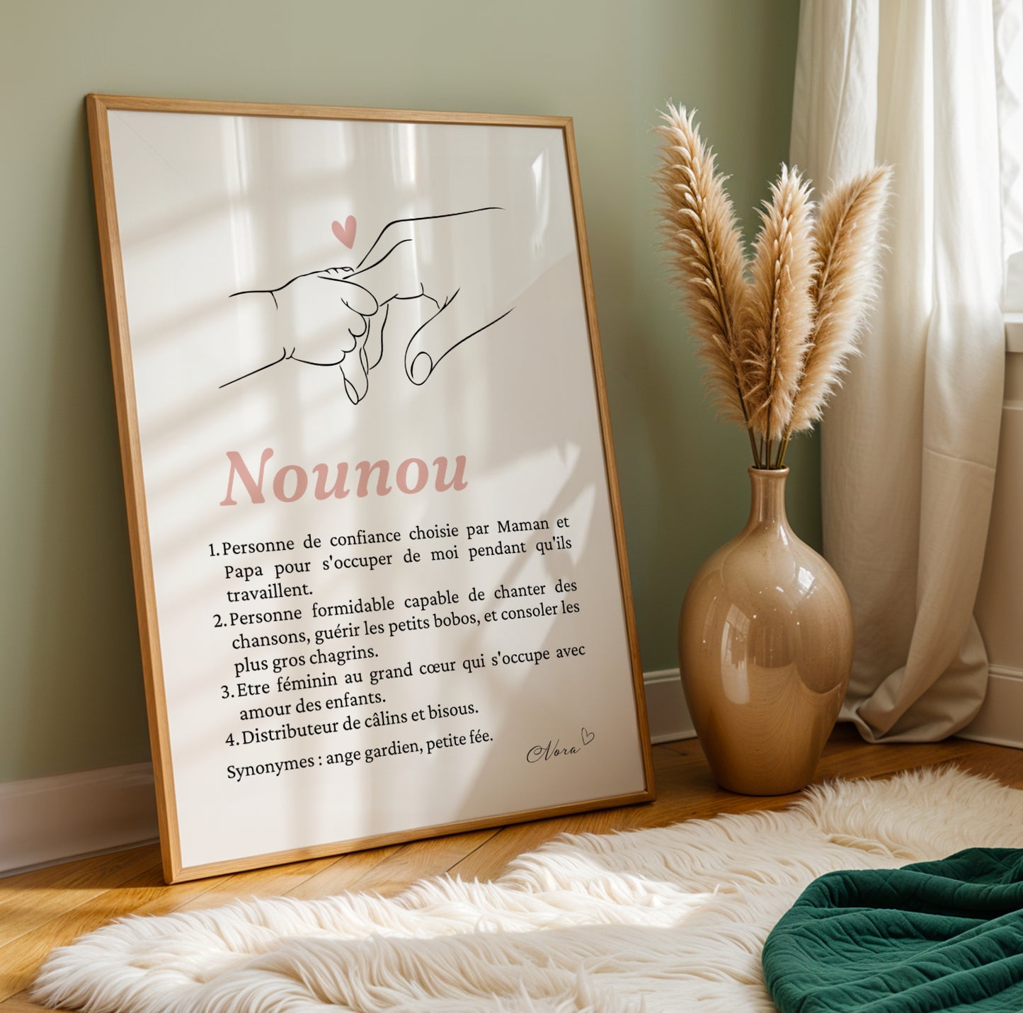 Affiche Définition Nounou personnalisable avec prénom et illustration Single Line