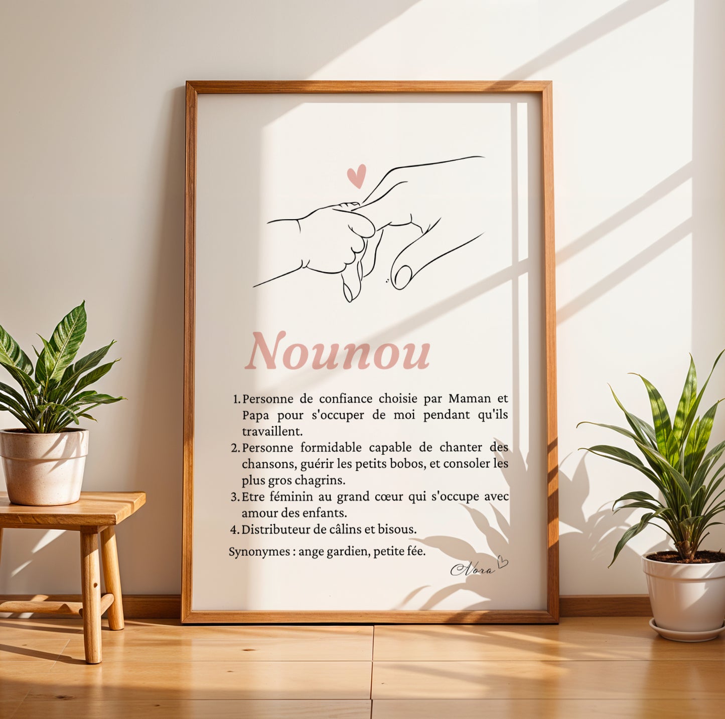 Affiche Définition Nounou personnalisable avec prénom et illustration Single Line