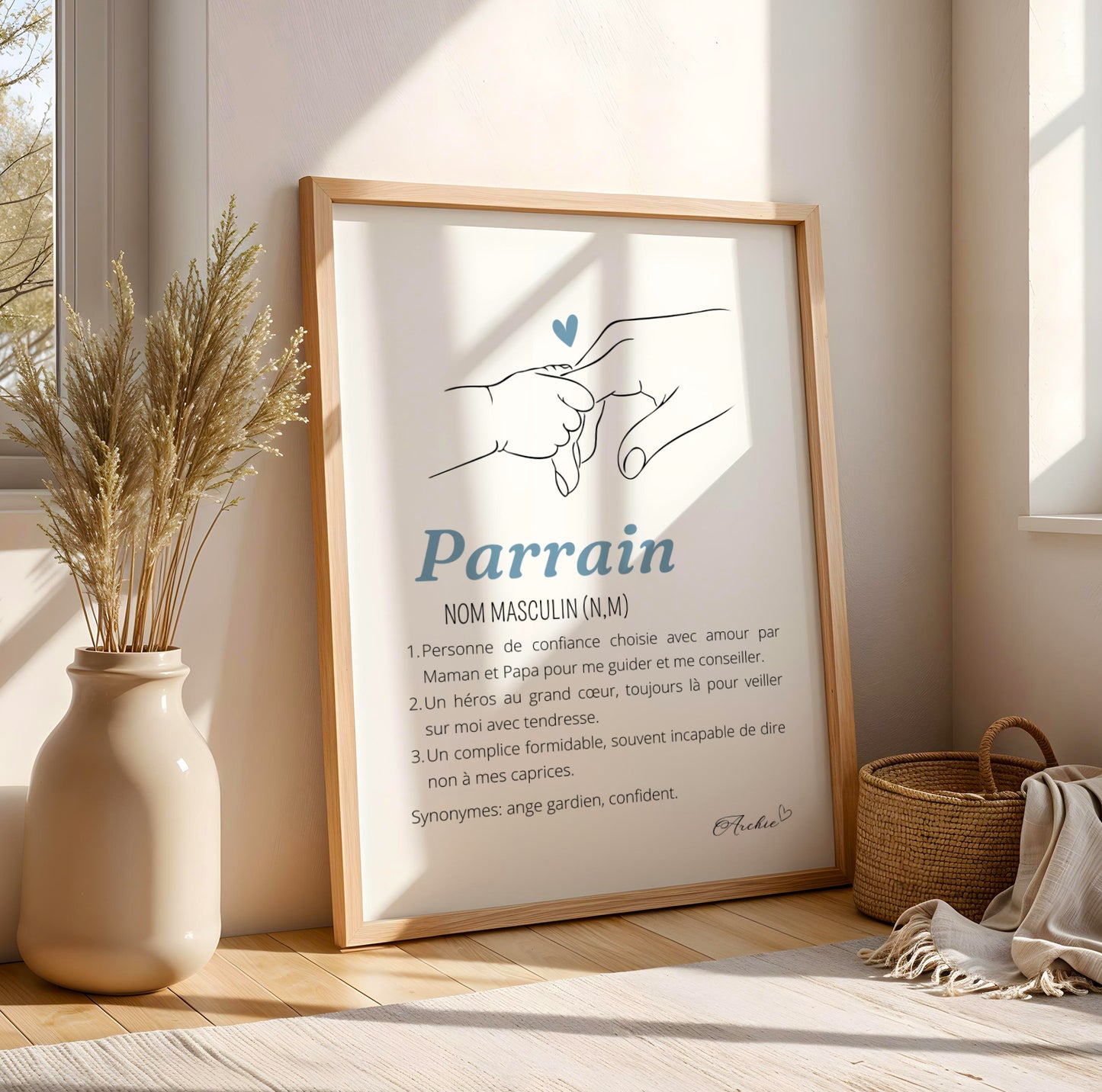 Affiche Définition Parrain Personnalisée – Veux-tu être mon Parrain ? – Cadeau Baptême ou Demande Parrain