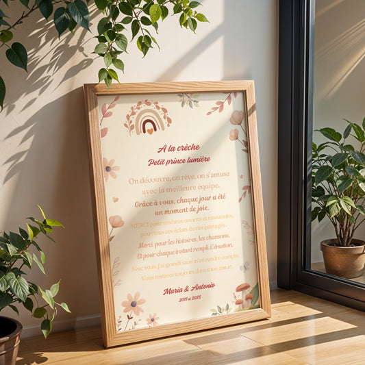 Affiche cadeau crèche nounou ou mam  - cadeau crèche - remerciement crèche - idée cadeau personnalisé - Poster personnalisé