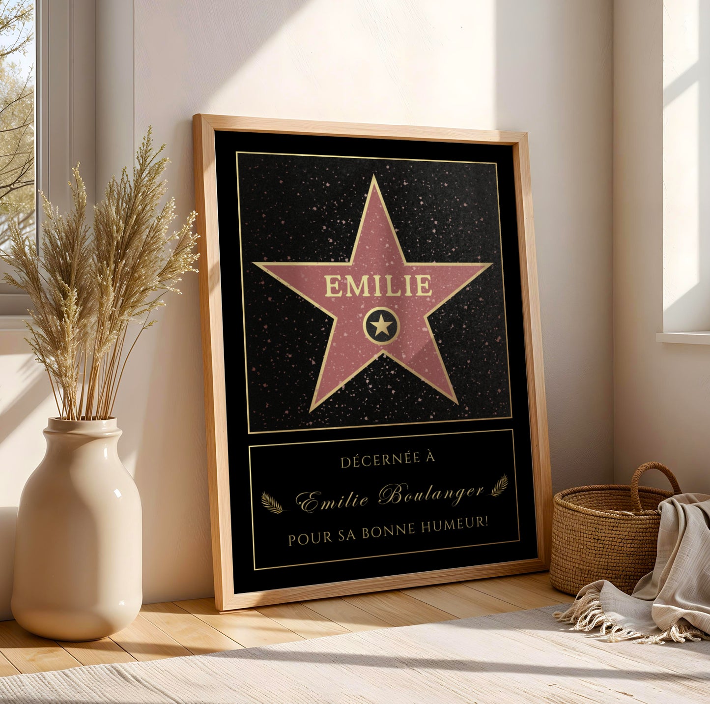 Affiche Etoile De Star Personnalisé - Message Personnalisable - Poster Hollywood Boulevard - Affiche personnalisé - Idée cadeau noel