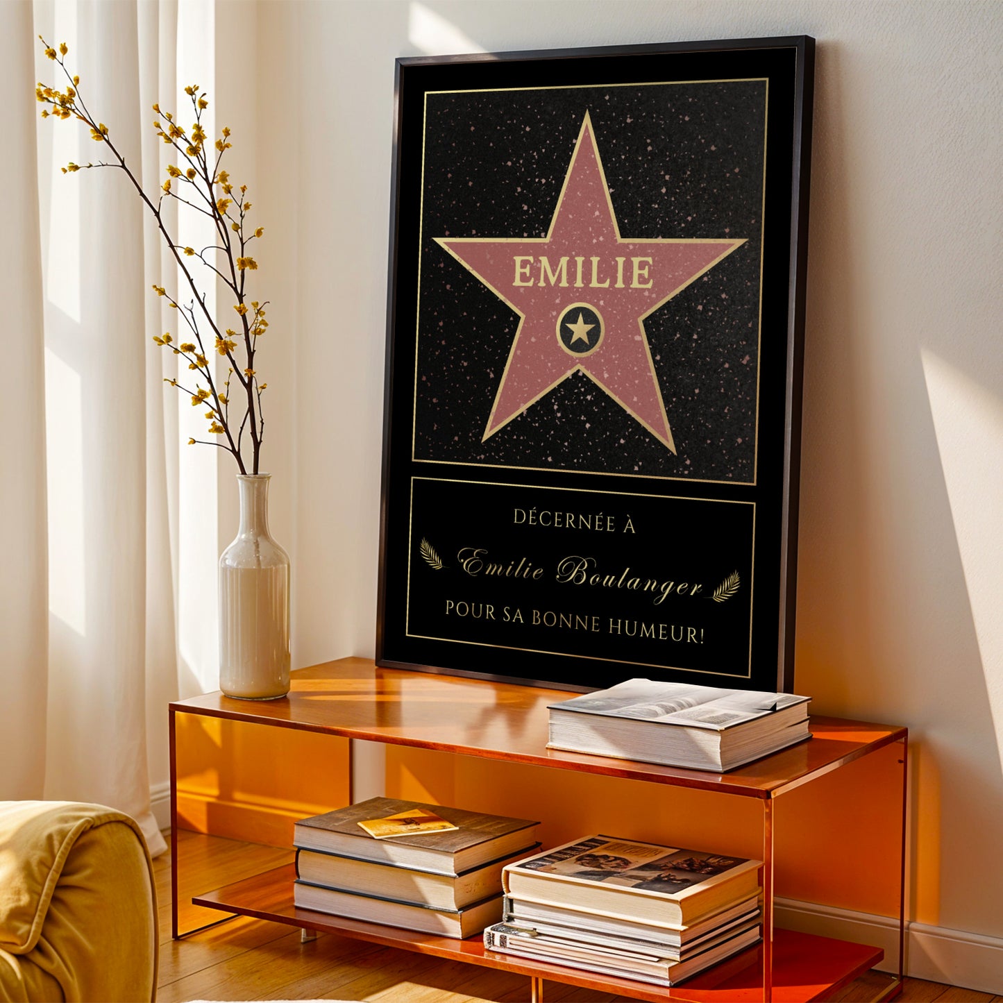 Affiche Etoile De Star Personnalisé - Message Personnalisable - Poster Hollywood Boulevard - Affiche personnalisé - Idée cadeau noel