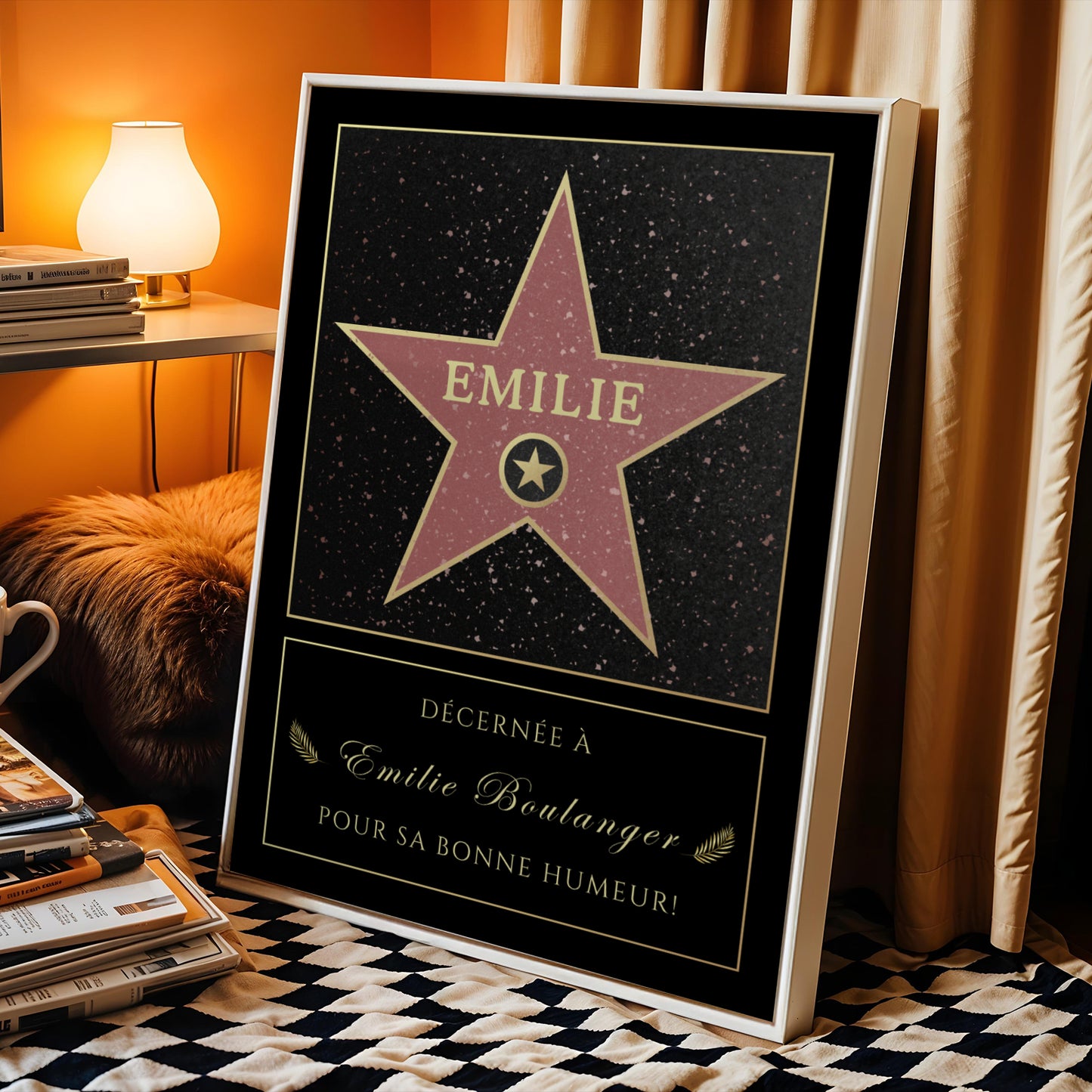 Affiche Etoile De Star Personnalisé - Message Personnalisable - Poster Hollywood Boulevard - Affiche personnalisé - Idée cadeau noel