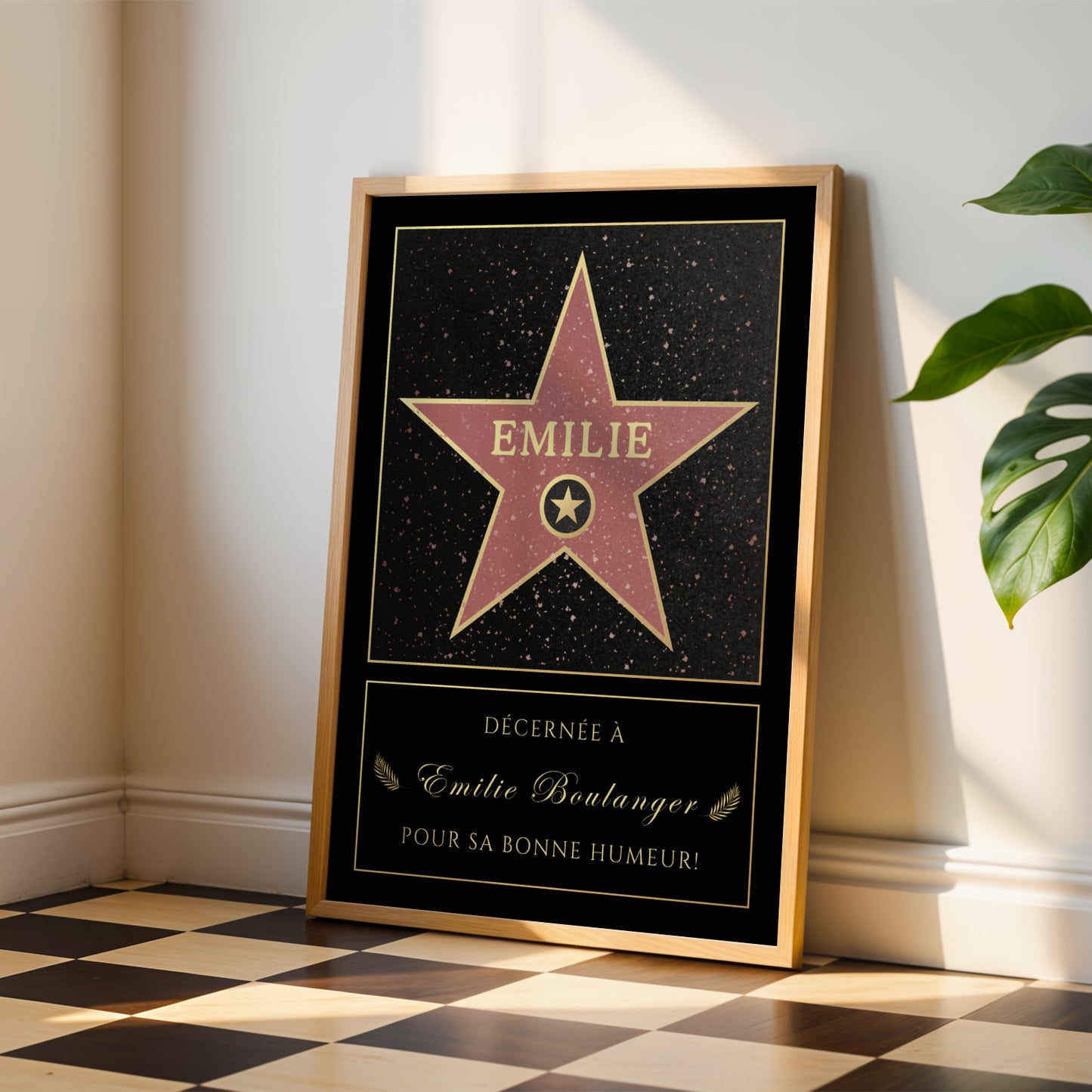 Affiche Etoile De Star Personnalisé - Message Personnalisable - Poster Hollywood Boulevard - Affiche personnalisé - Idée cadeau noel