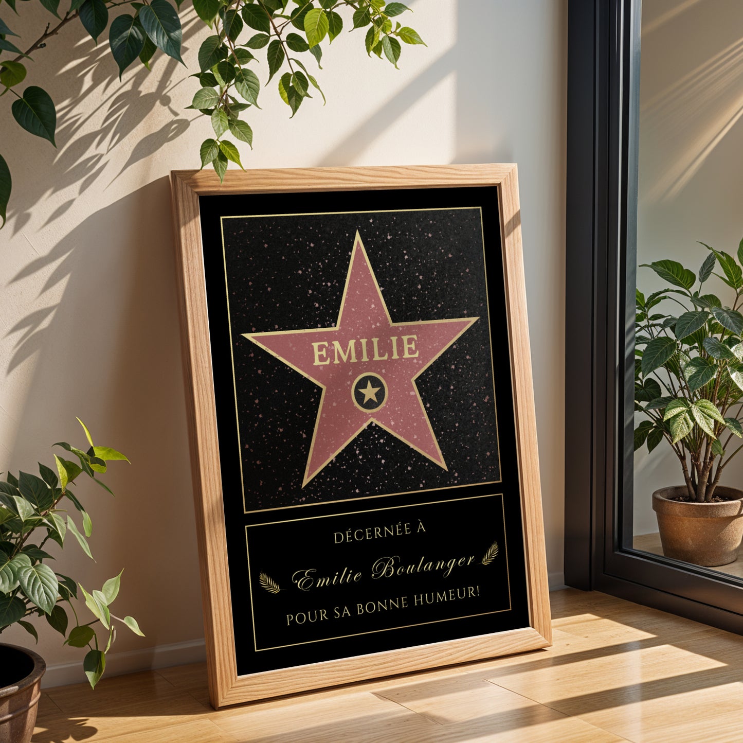 Affiche Etoile De Star Personnalisé - Message Personnalisable - Poster Hollywood Boulevard - Affiche personnalisé - Idée cadeau noel