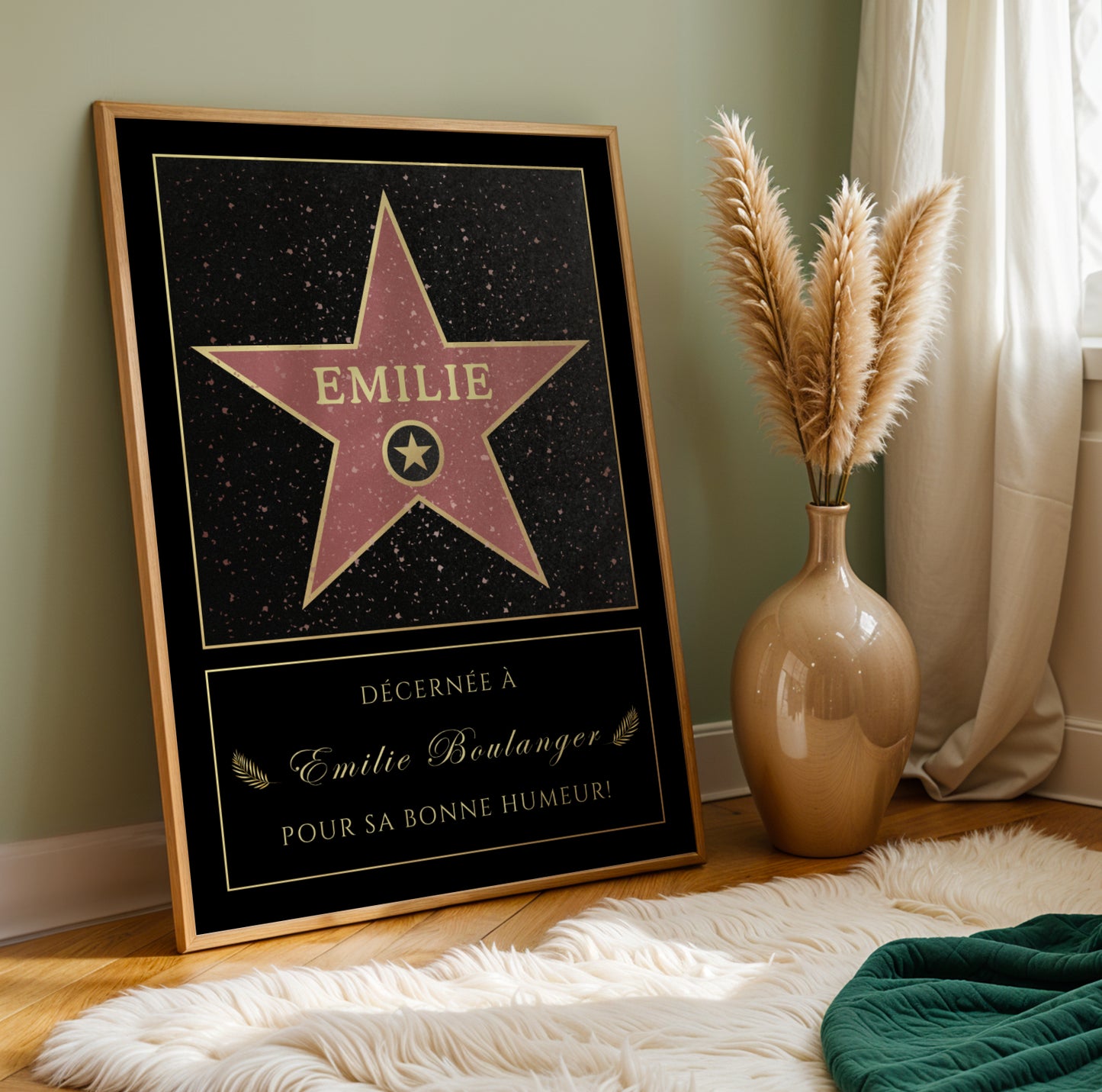 Affiche Etoile De Star Personnalisé - Message Personnalisable - Poster Hollywood Boulevard - Affiche personnalisé - Idée cadeau noel