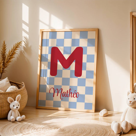 Affiche Prénom Personnalisée Enfant – Initiale Festonnée Collection Dopamine