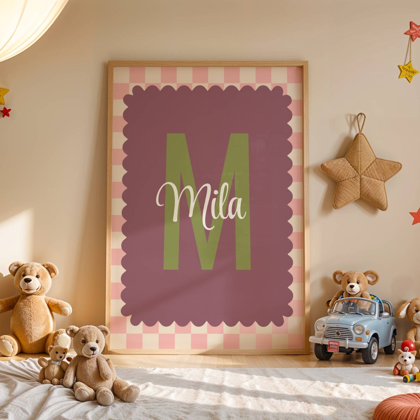 affiche prénom enfant violet rose inattendu personnalisé cadeau naissance original