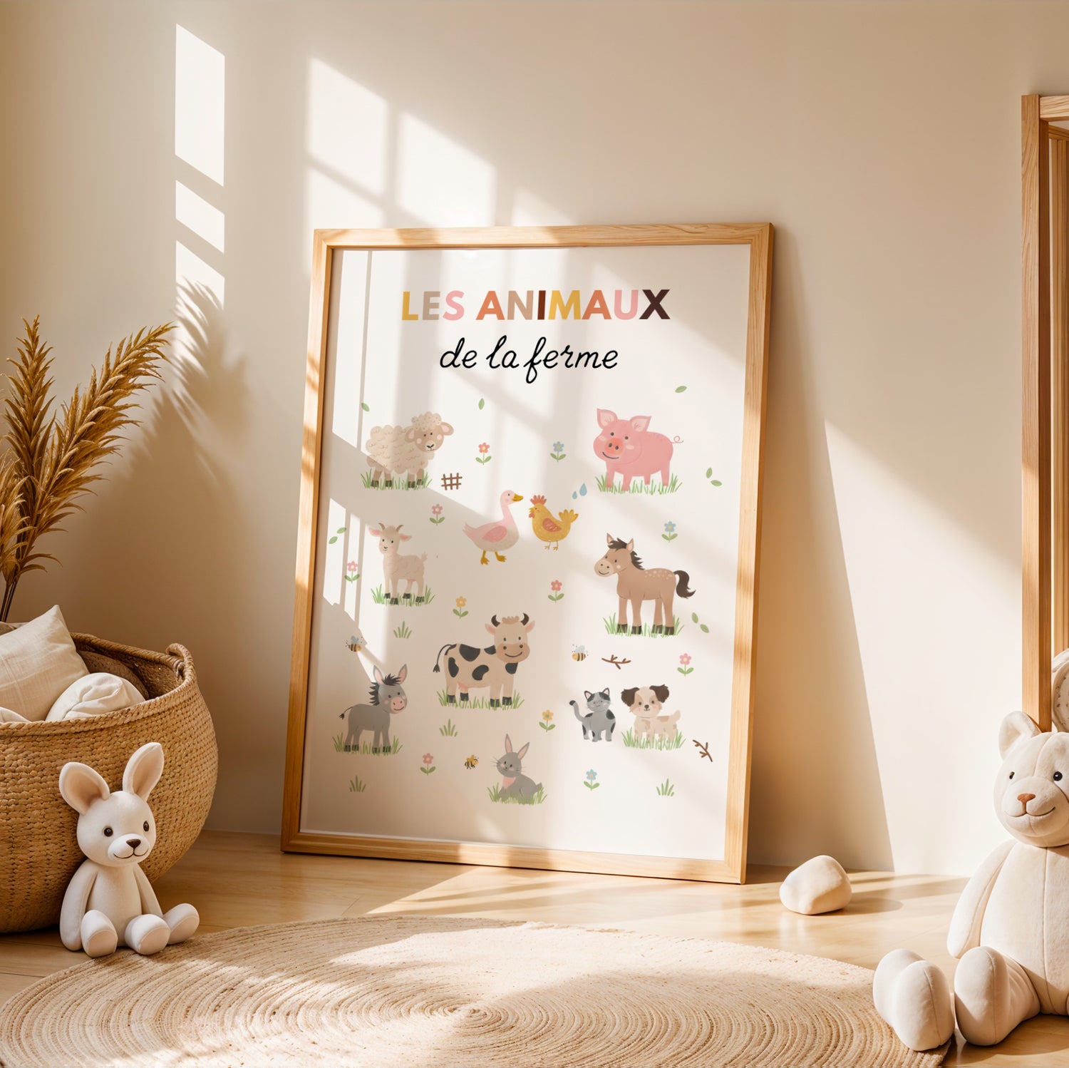 ✨ Affiche enfant – Animaux de la ferme – Décoration chambre bébé ✨