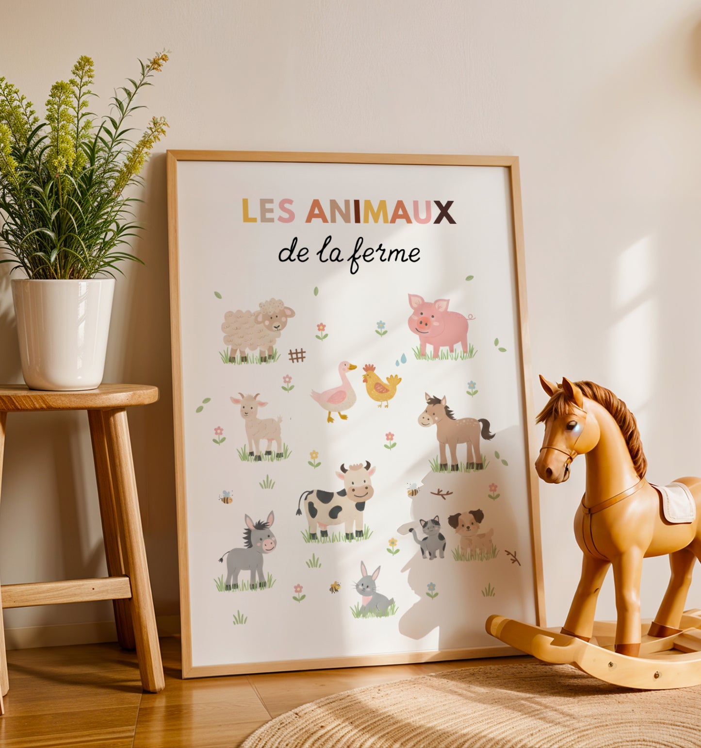✨ Affiche enfant – Animaux de la ferme – Décoration chambre bébé ✨