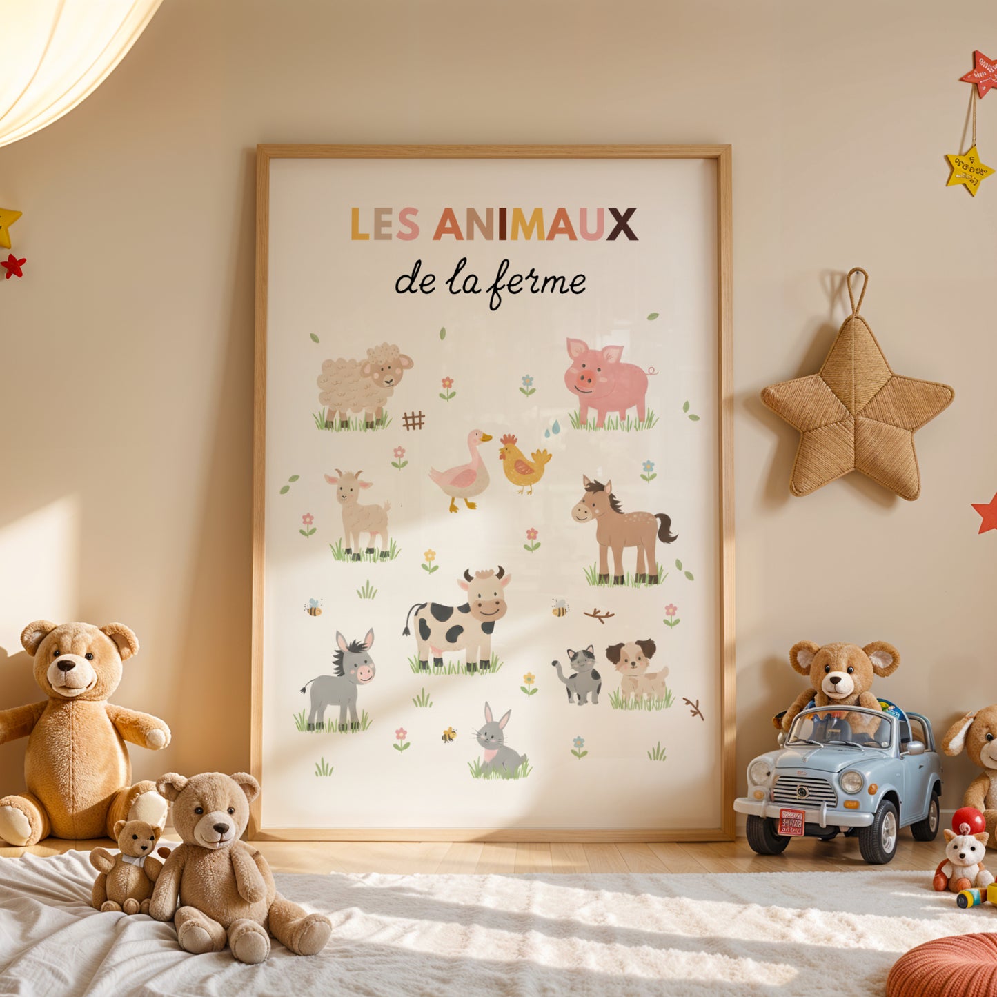 ✨ Affiche enfant – Animaux de la ferme – Décoration chambre bébé ✨