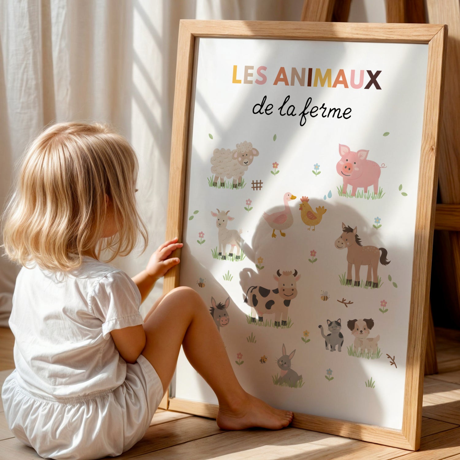 ✨ Affiche enfant – Animaux de la ferme – Décoration chambre bébé ✨