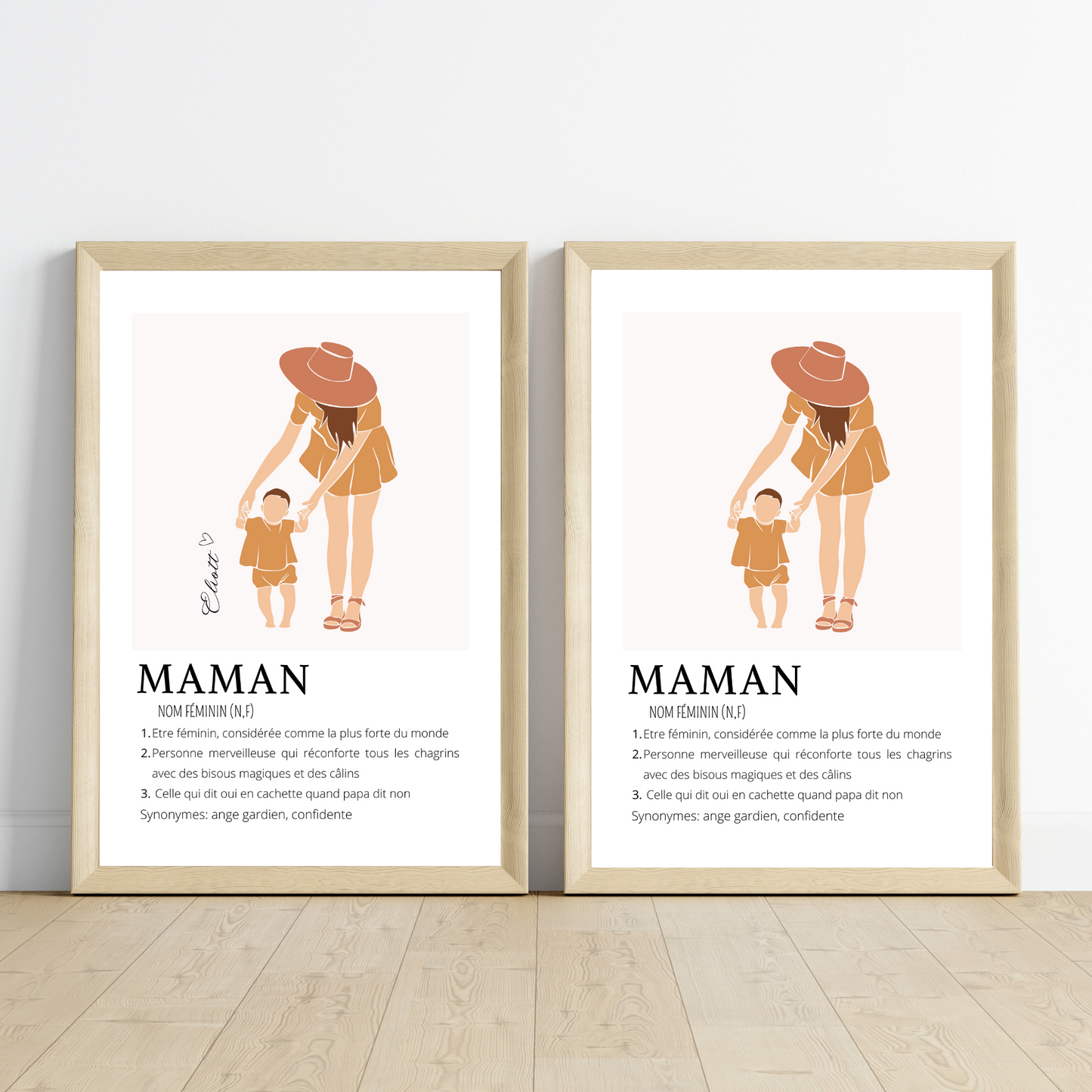 Affiche définition maman personnalisée avec illustration abstract et prénom enfant par Le Temps des Paillettes