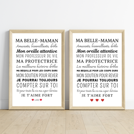 Jolie affiche ma belle-mère / belle-maman 