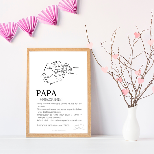 Affiche définition papa et single line - Cadeau papa - Cadeau fête des pères par Le Temps des Paillettes - Le Temps des Paillettes