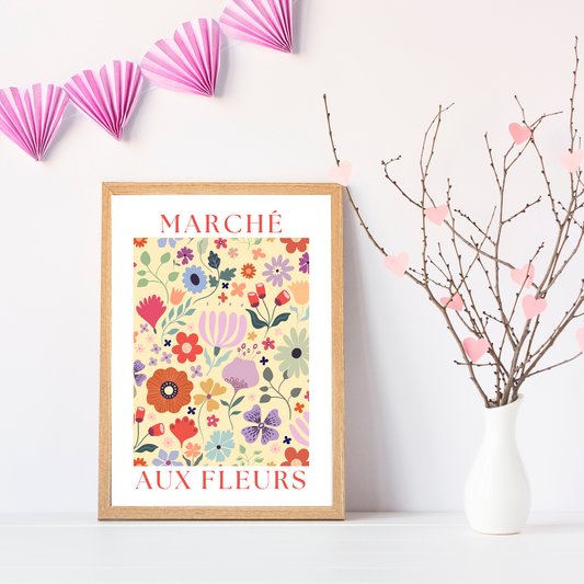 Affiche Marché aux Fleurs - décoration fleurs par le Temps des Paillettes - Le Temps des Paillettes