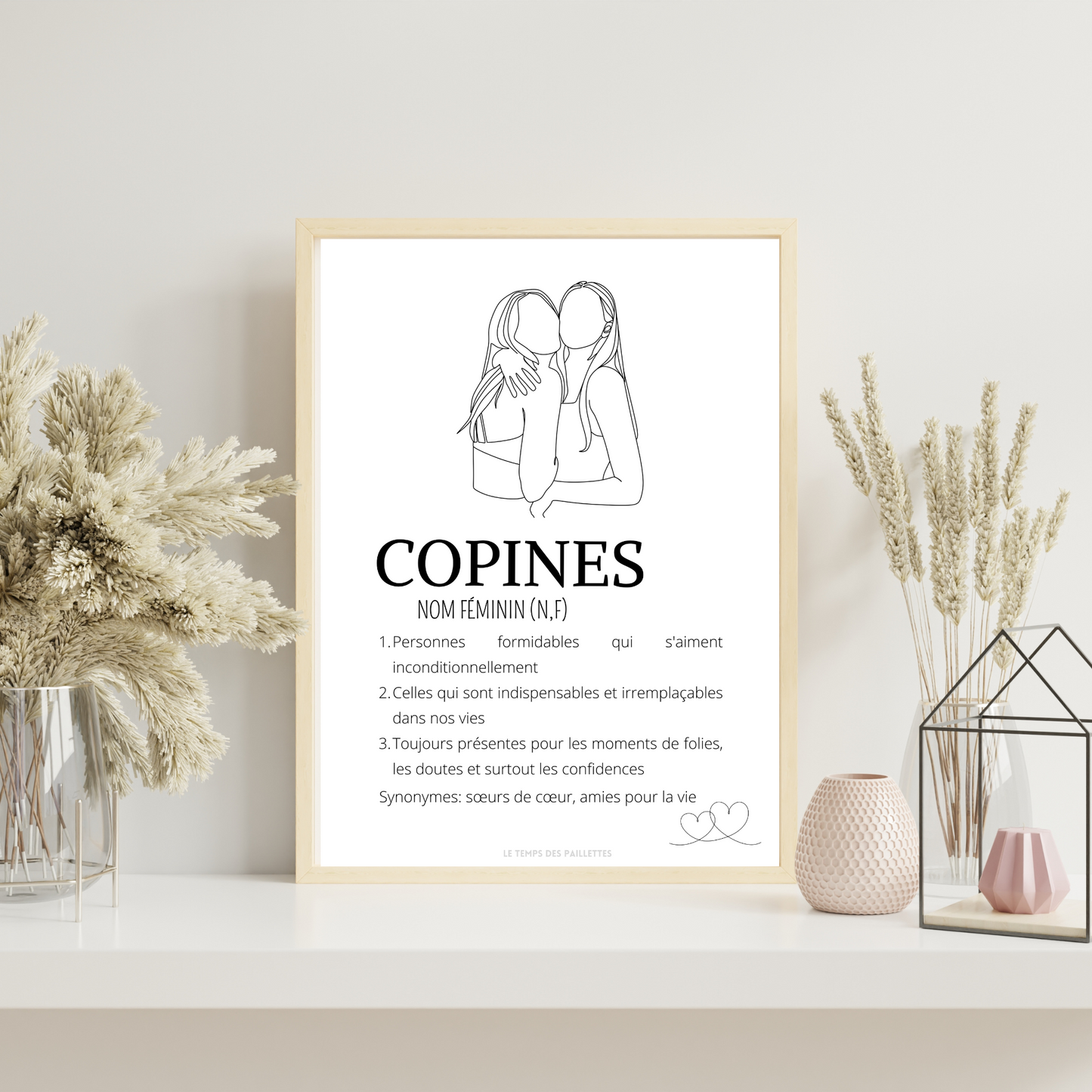 Affiche définition copines - cadeau pour meilleures amies - cadeau minimaliste BFF par Le Temps des Paillettes