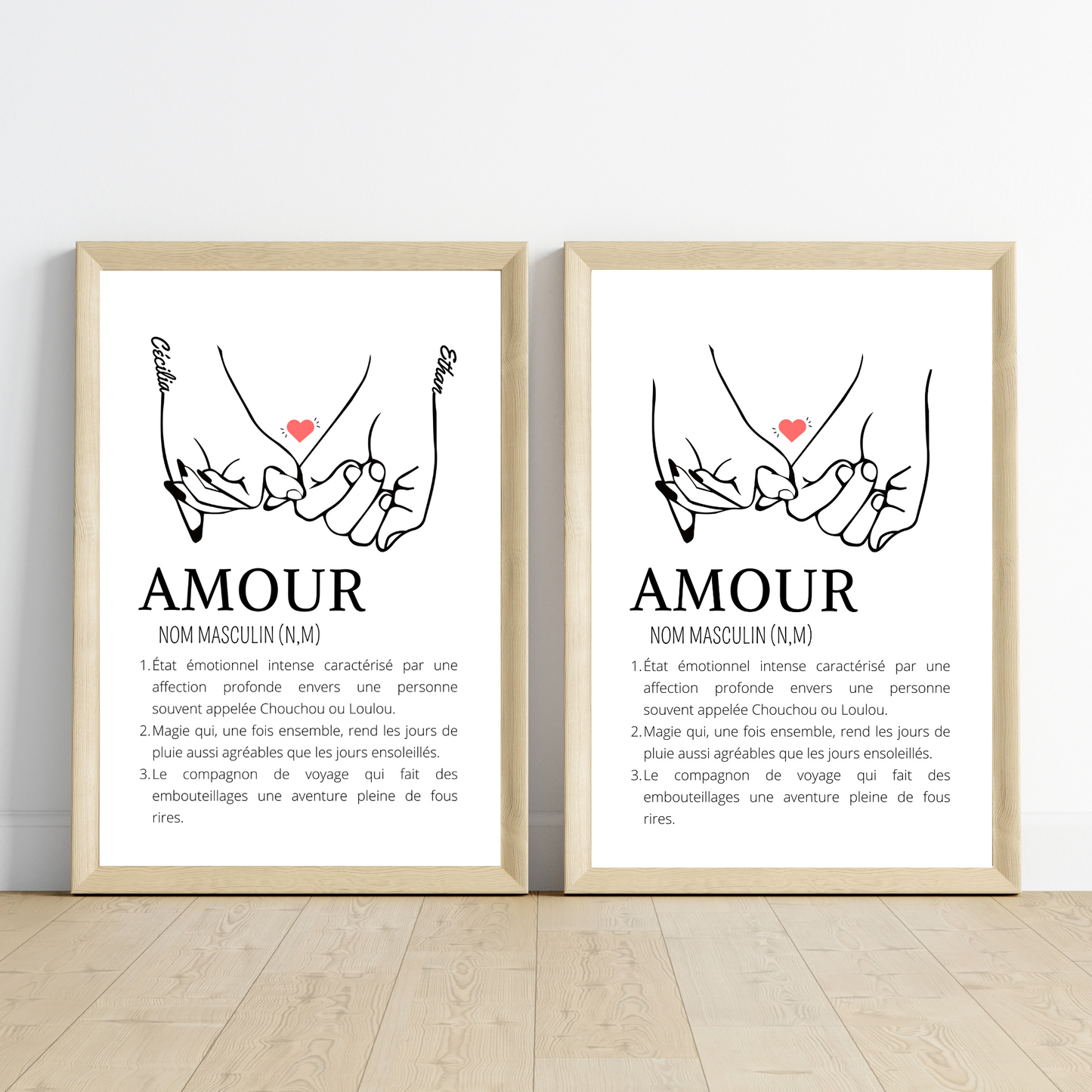 Affiche définition amour - Affiche couple minimaliste - Cadeau de Saint valentin  par Le Temps des Paillettes
