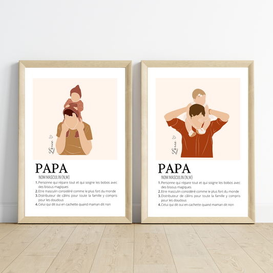 Affiche Définition Papa Personnalisée – Cadeau Unique pour un Super Papa | Fête des Pères, Noël, Anniversaire