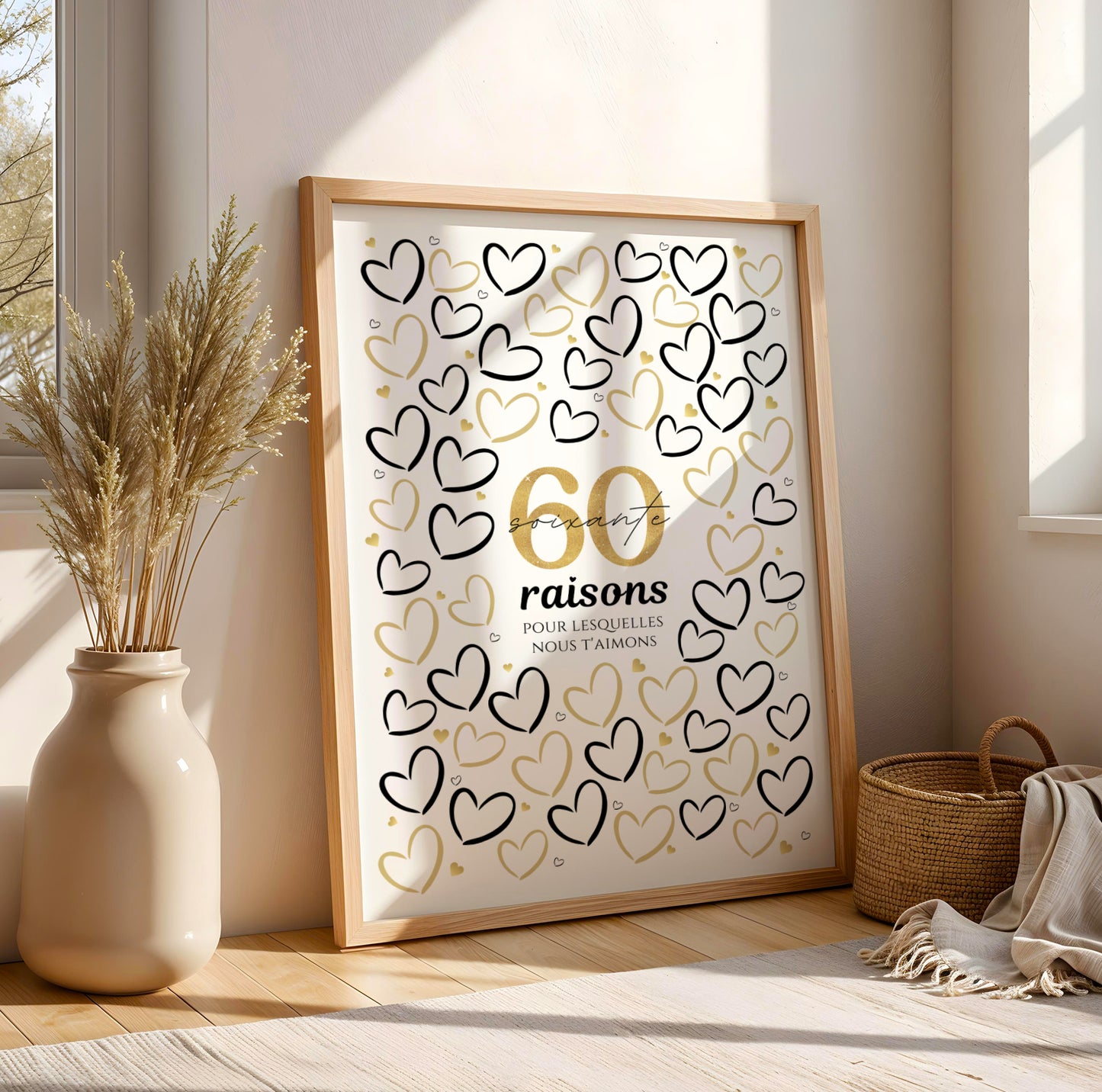 Affiche 60 coeurs à remplir, Carte Joyeux Anniversaire