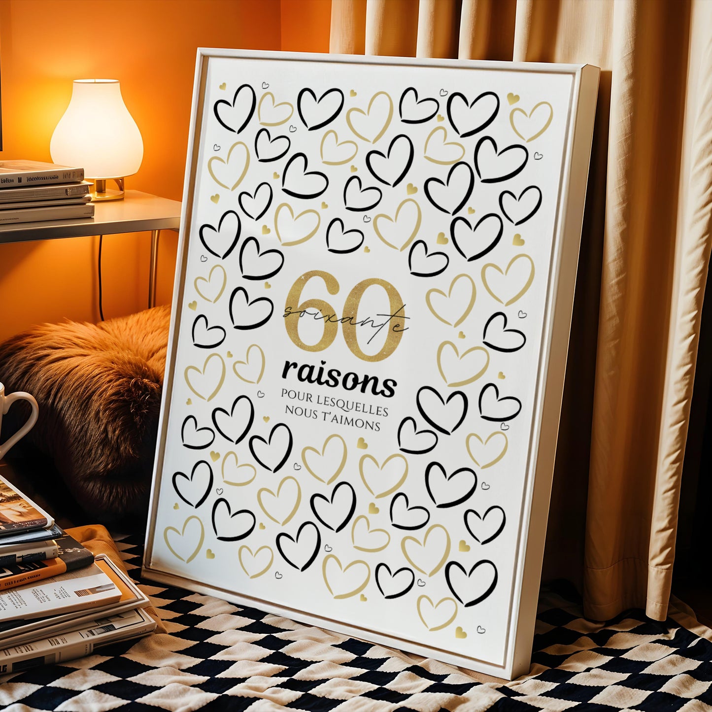 Affiche 60 coeurs à remplir, Carte Joyeux Anniversaire