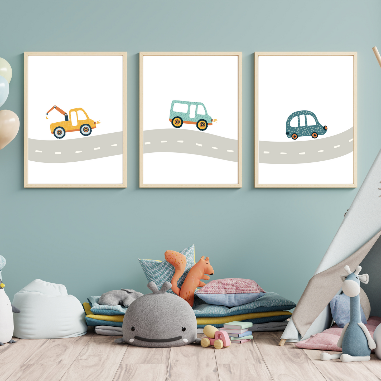 Set affiches enfant route & véhicules -  poster bébé voitures   par Le Temps des Paillettes