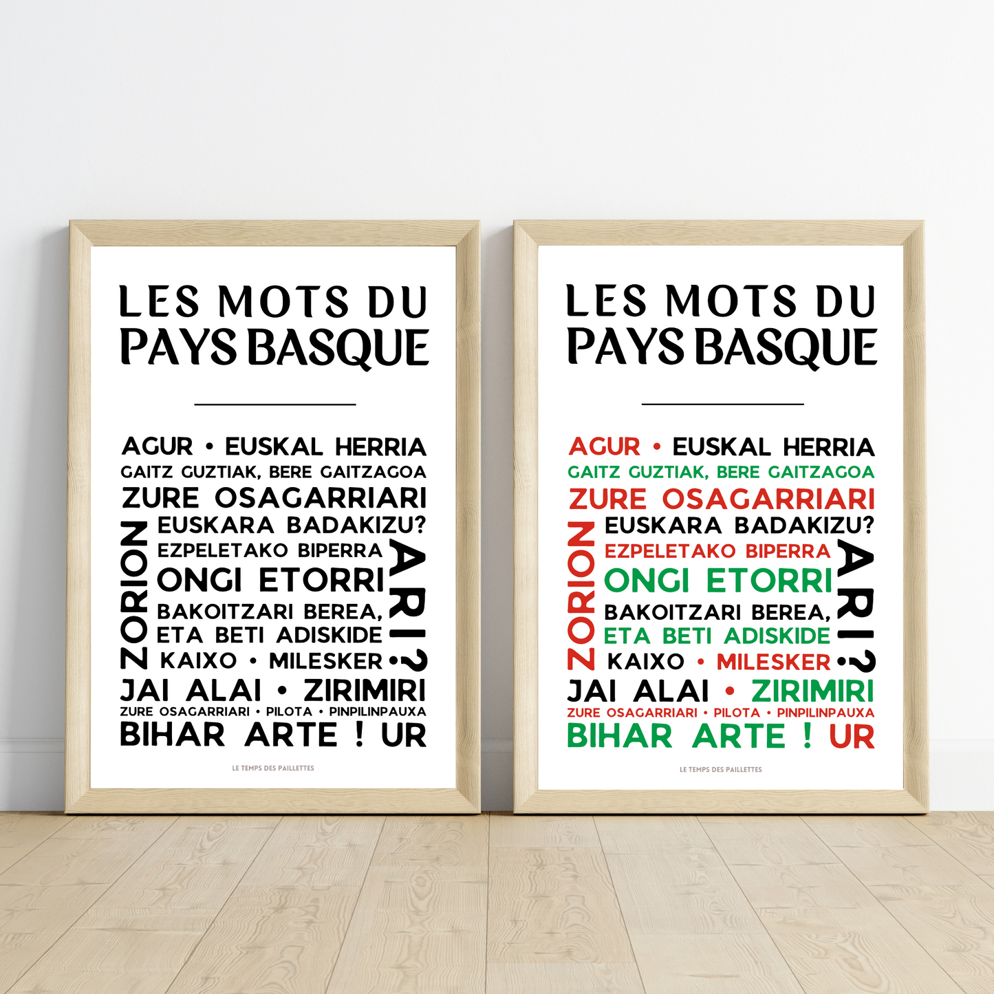 Affiche mots basque - Affiche pays basque - Poster EUSKAL - Poster Euskal Herria  par Le Temps des Paillettes