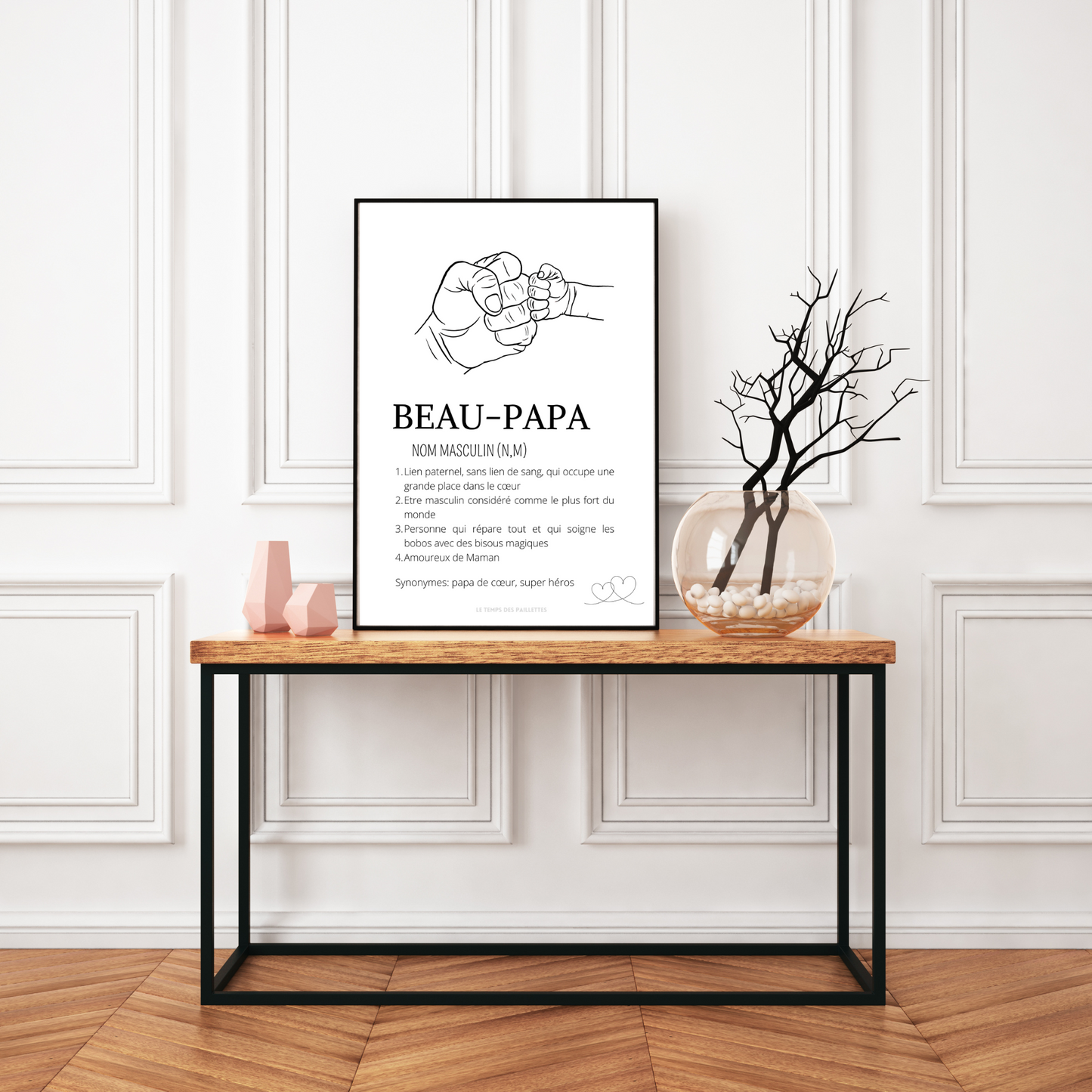 Affiche définition Beau père et single line - Cadeau beau papa - Cadeau fête des pères  par Le Temps des Paillettes