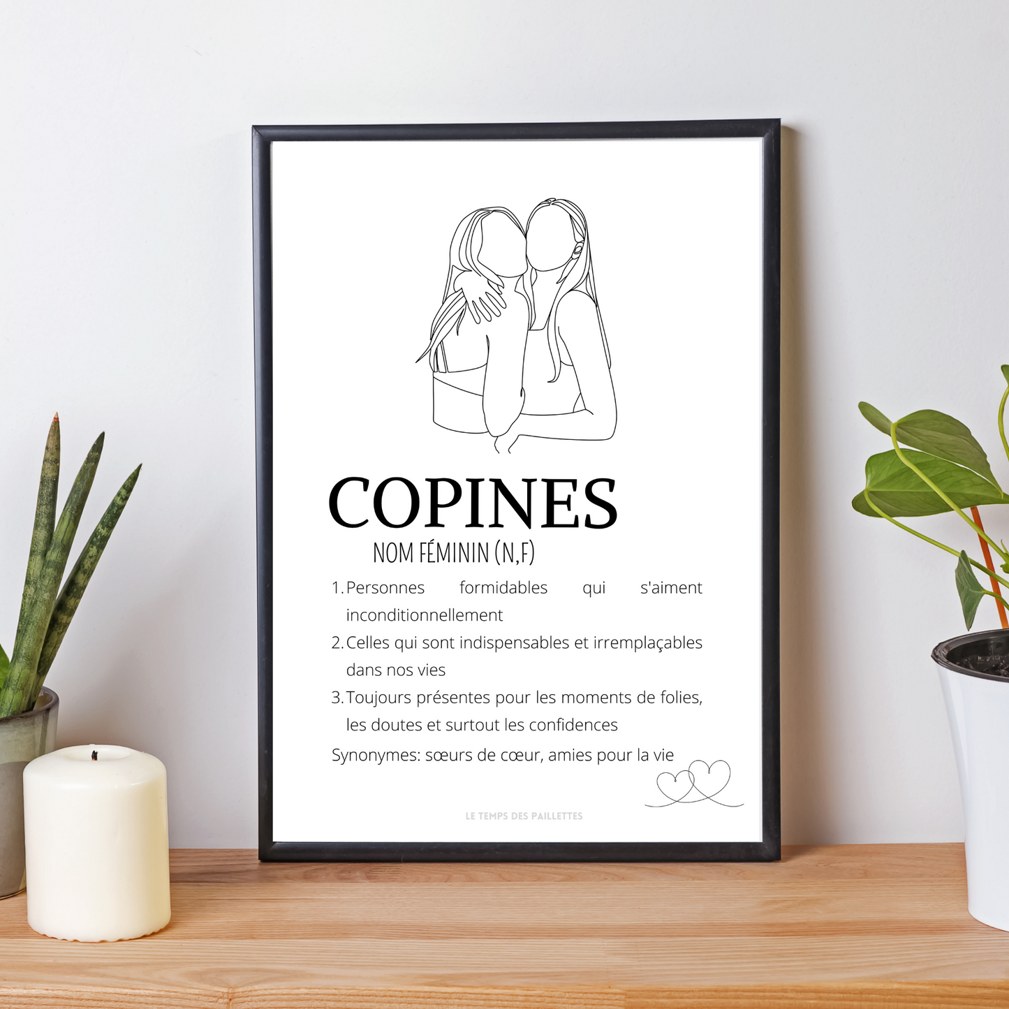 Affiche définition copines - cadeau pour meilleures amies - cadeau minimaliste BFF par Le Temps des Paillettes