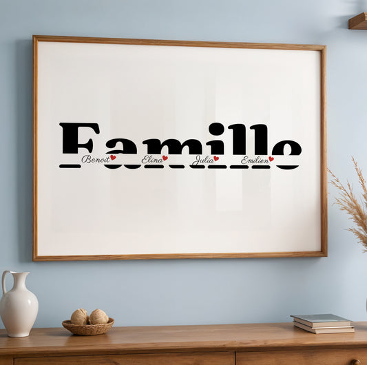 Affiche Famille personnalisée -- cadeau famille - Famille recomposée