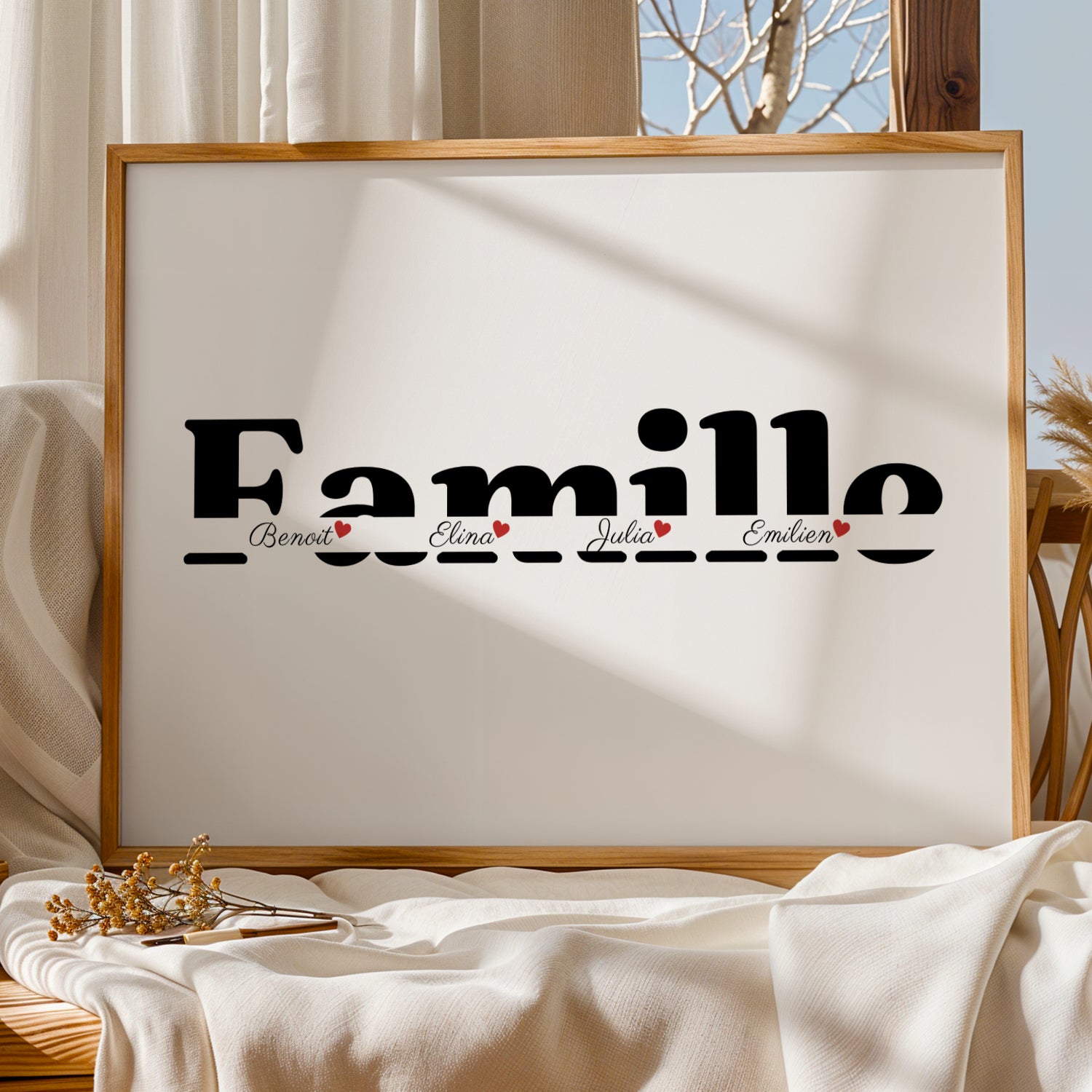 Affiche Famille Recomposée Personnalisée – Poster Prénoms Tous Ensemble Cadeau Noël Anniversaire - Image 4