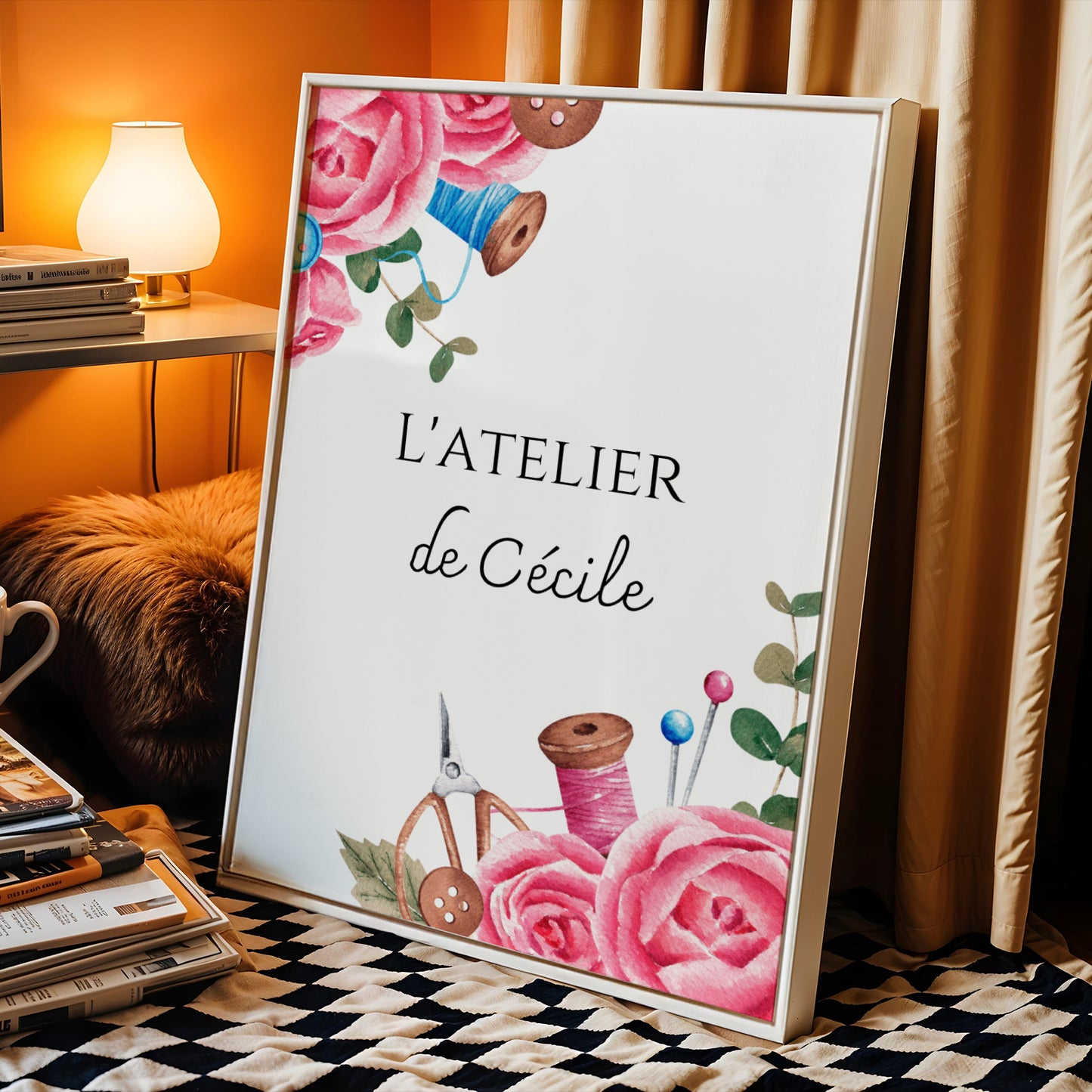 Affiche Atelier de Couture Personnalisée - Affiche couturière personnalisée - cadeau pour couturière par Le Temps des Paillettes