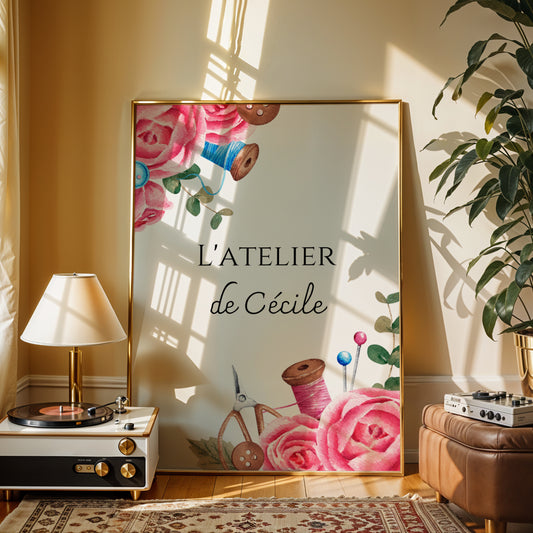 Affiche Atelier de Couture Personnalisée - Affiche couturière personnalisée - cadeau pour couturière par Le Temps des Paillettes