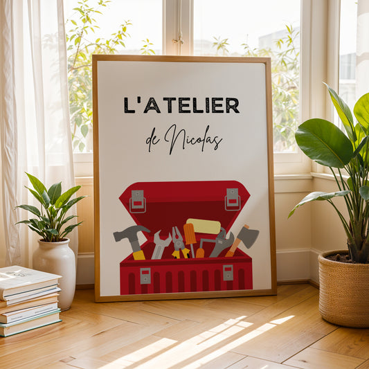 Atelier de bricolage personnalisée - Poster pour bricoleurs par Le Temps des Paillettes