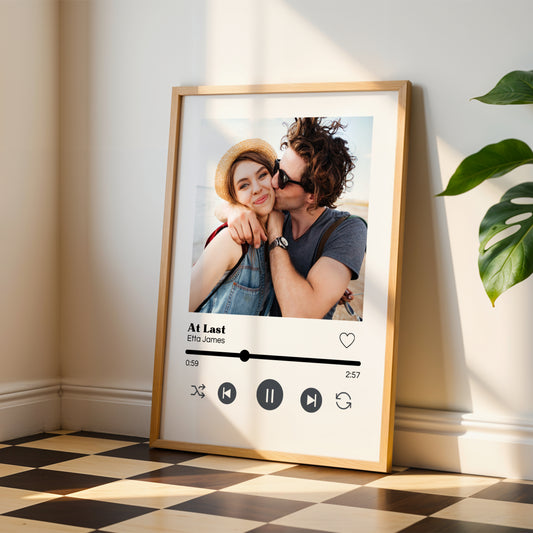 Affiche personnalisée couple avec photo et chanson – Cadeau couple personnalisé, affiche chanson amour