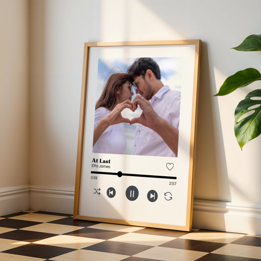 Affiche personnalisée couple avec photo et chanson – Cadeau couple personnalisé, affiche chanson amour